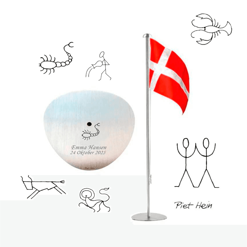 Piet Hein Bordflag 50 cm stål med stjernetegn