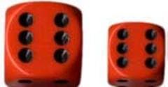 Dice - TerningesÃ¦t - 12 stk. 6 sidet (D6) - Opaque - Orange / Black