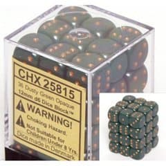 Dice - TerningesÃ¦t - 36 stk. 6 sidet (D6) - Opaque - Dusty Green / Copper