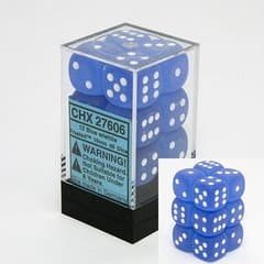 Dice - TerningesÃ¦t - 12 stk. 6 sidet (D6) - Frosted - Blue / White