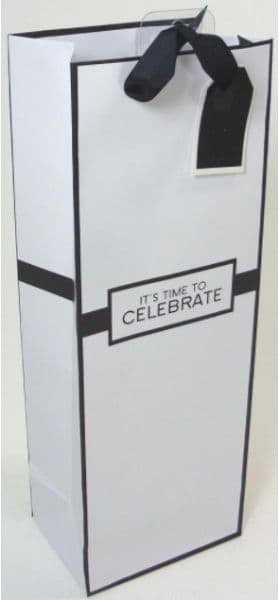 It's Time To celebrate - Bottle Gift Bag B&W
