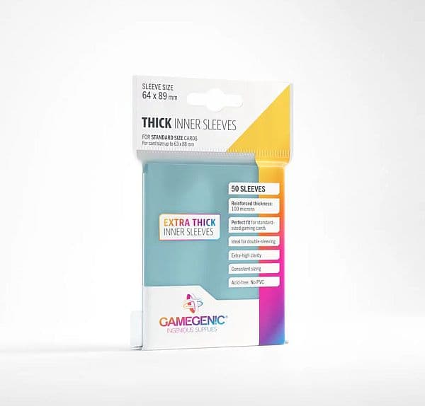Gamegenic - Thick Inner Sleeves - Clear (Transparent/Gennemsigtig) (50 Kortlommer)
