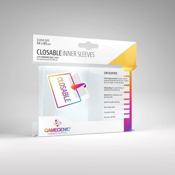 Gamegenic - Closable Inner Sleeves (Perfect/Precise fit) - Clear (Transparent) (100 Kortlommer)