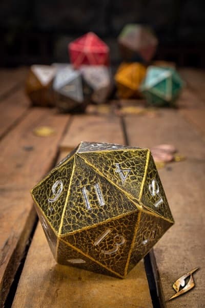 Dice - 20 sidede (D20) Terninger - Gold - Epic Armoury - 8.5cm