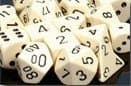 Dice - TerningesÃ¦t - 10 terninger - Opaque D10 (10 sidet) - Ivory with Black