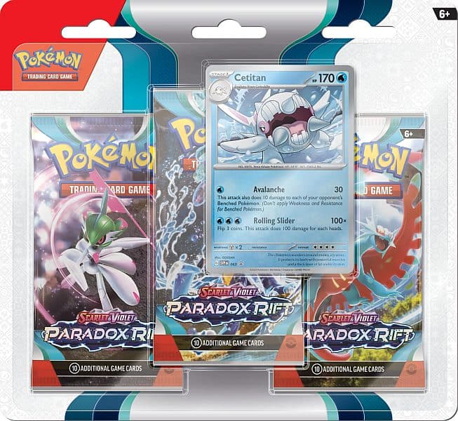 Pokemon SV04 Paradox Rift 3-Pack Blister: Cetitan