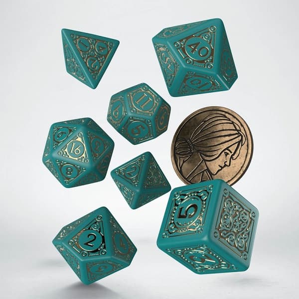 Dice - TerningesÃ¦t - 7 terninger &Â D2 Coin - The Witcher: Triss - The Beautiful Healer