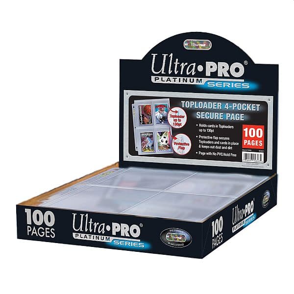 Ultra Pro Mappelommer/3 Huller - Platinum Secure Toploader 4-pocket sider - Display med 100 stk. - #15848