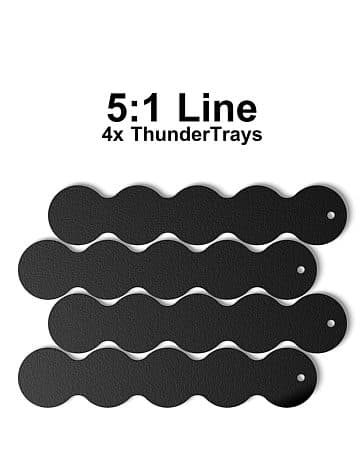 Movement Tray - Warfactor (Tabletop Adapters): Thunder Trays & Magnets - Black/Sort 25mm 5:1 Line - 4 Trays + 20 Magneter